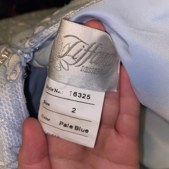 Baby Blue pastel floral glitter prom dress - Picture 9 of 9